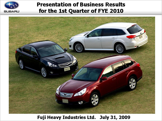 Fuji Heavy Industries Ltd Presentation Of Business Results For The